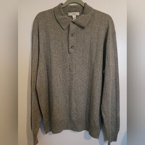 Turnbury Men's Gray Button Collar Sweater Cashmere And Silk Blend‎ Sz L